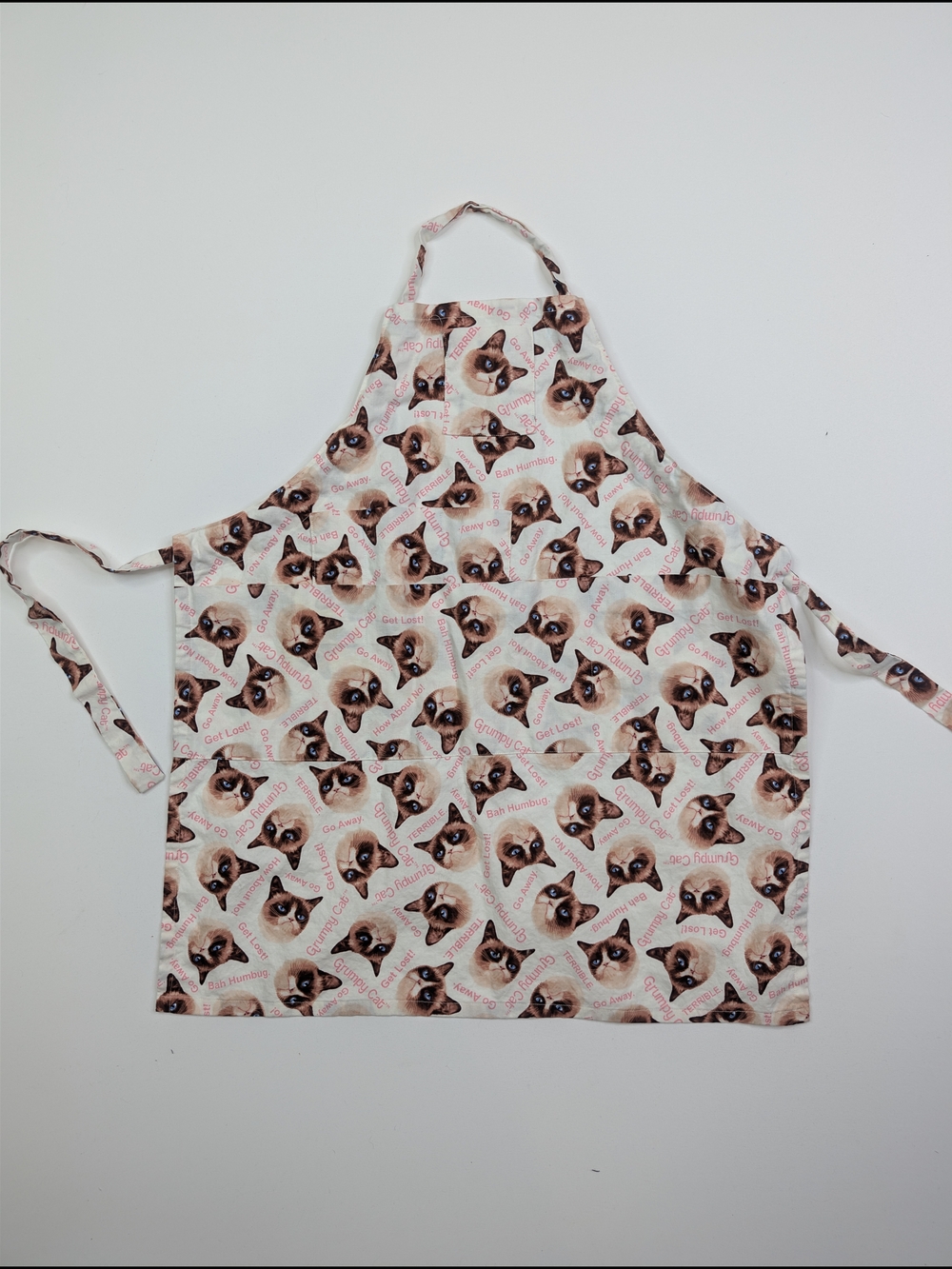 Cat Print Apron in Cream and Brown For Kids
